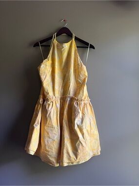 Free People Yellow Halter-Style Mini Dress with pockets large
